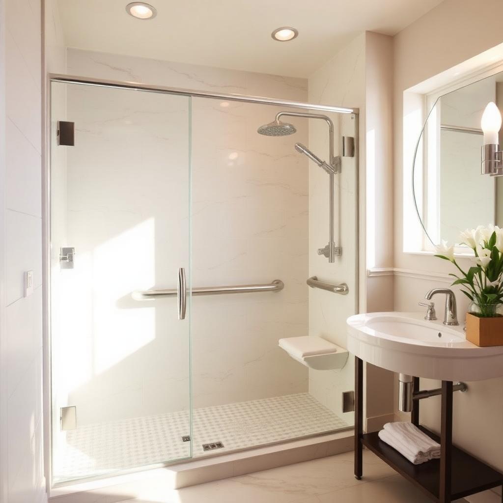 Barrierefreie Dusche mit Haltegriffen