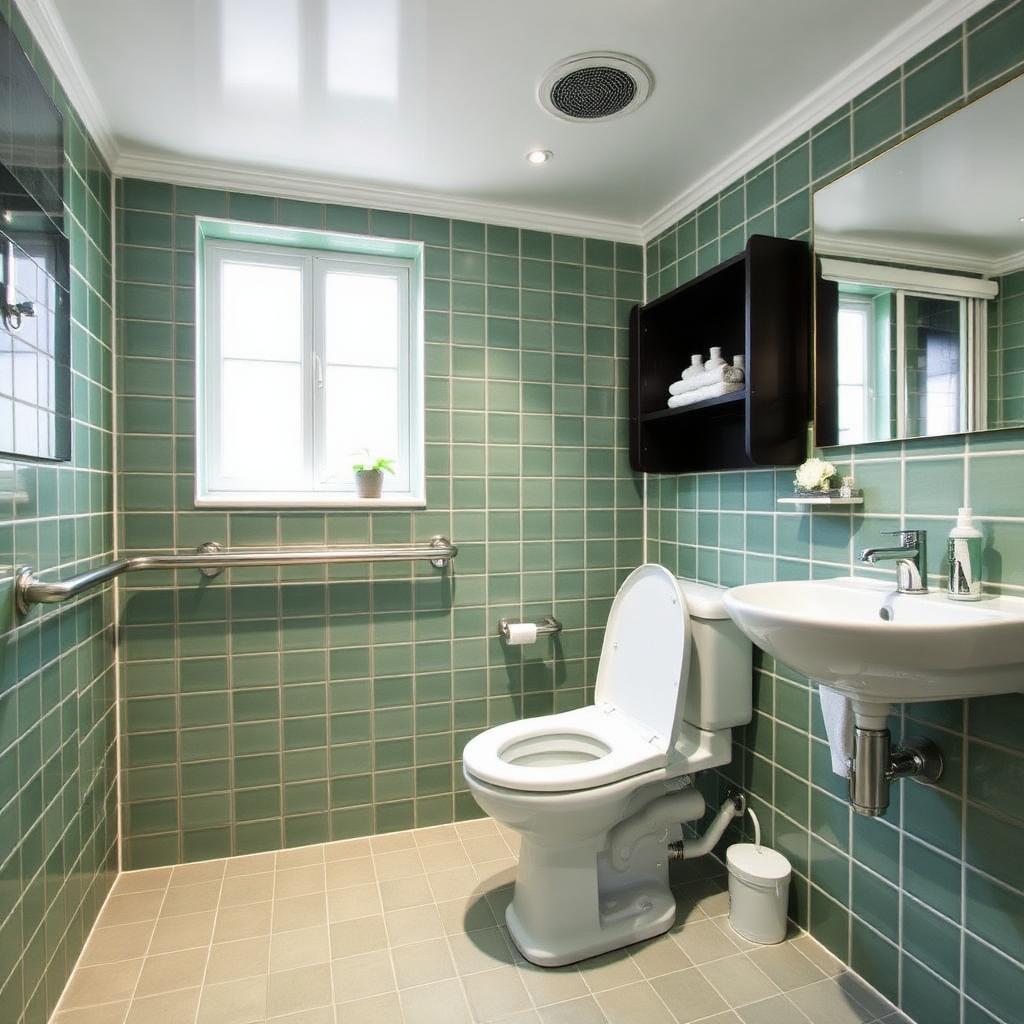 Bad mit erhöhtem WC und Haltegriffen