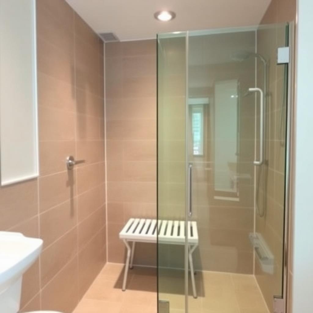 Bodengleiche Dusche mit Sitzbank